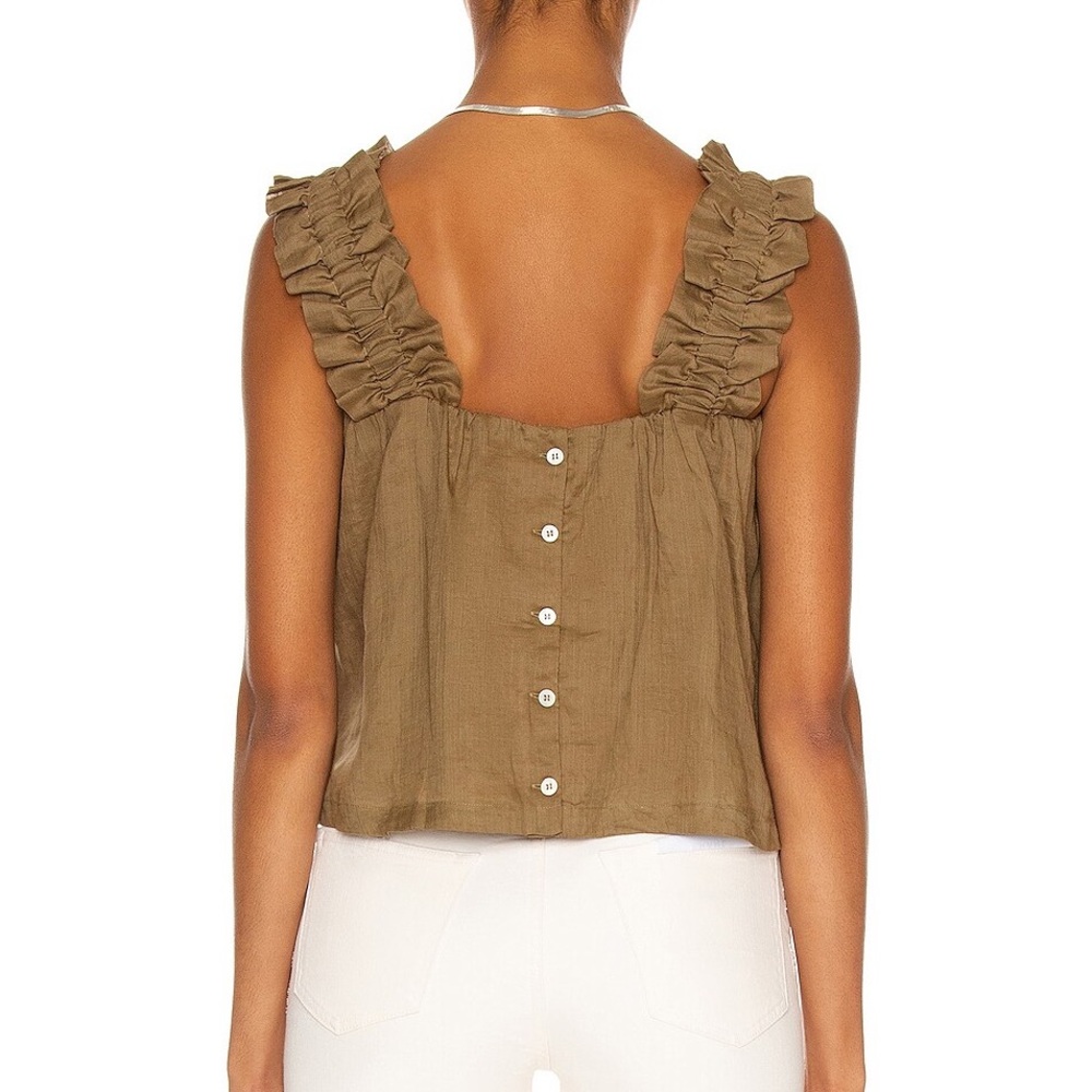 FRAME | Ruffle Strap Tank Small | Moss - Picture 2 of 6